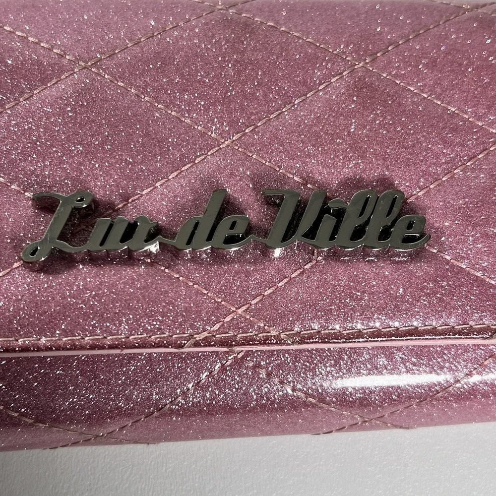 Lux de Ville Route 66 Wallet Baby Pink Lamé Quilted Retro Pinup Rockabilly